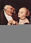 Lucas Cranach The Elder Famous Paintings - Old Man and Young Woman